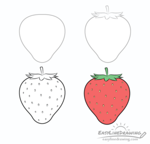 How to Draw a Strawberry Step by Step - EasyLineDrawing