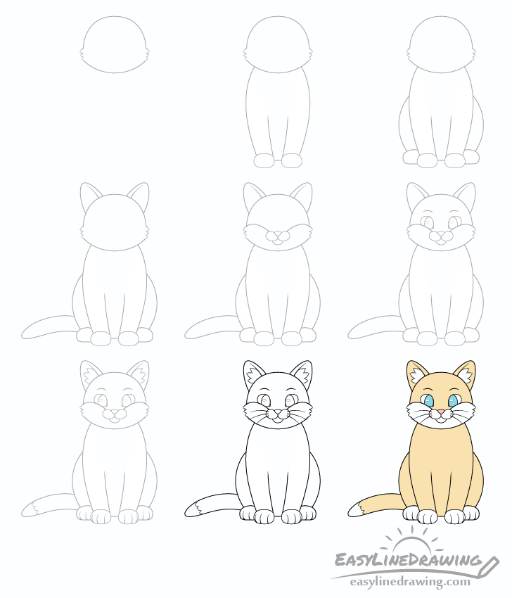 how to draw a cat step by step