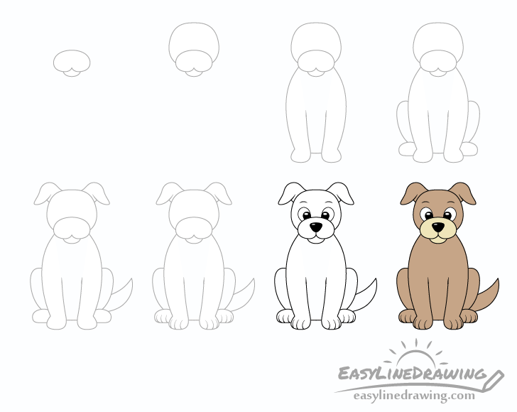 How To Draw A Dog Step By Step Easylinedrawing