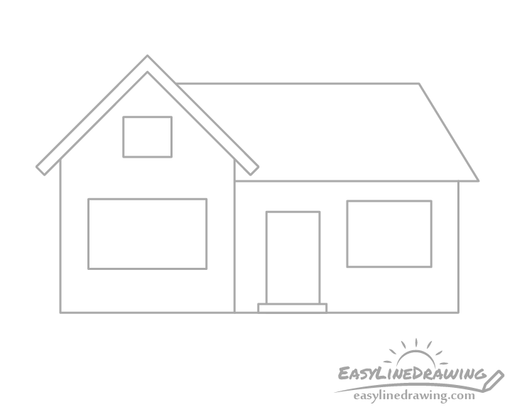 Modern house exterior. Sketch of suburban home from glass and concrete.  Outside of residential modular building with garage, windows. Contemporary  rural architecture. Hand-drawn vector illustration Stock Vector | Adobe  Stock