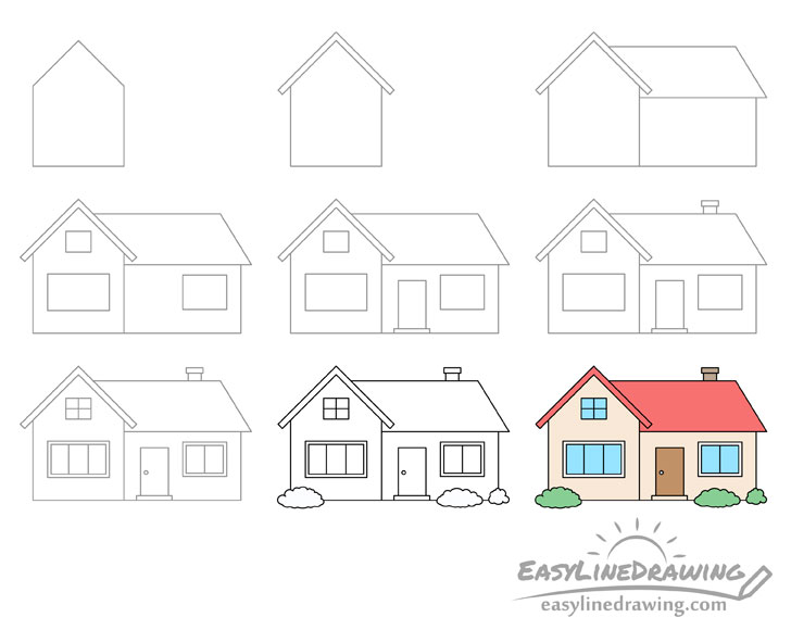  How To Draw A House Step By Step EasyLineDrawing