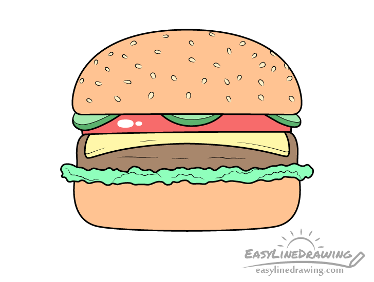 Burger Drawing - How To Draw A Burger Step By Step