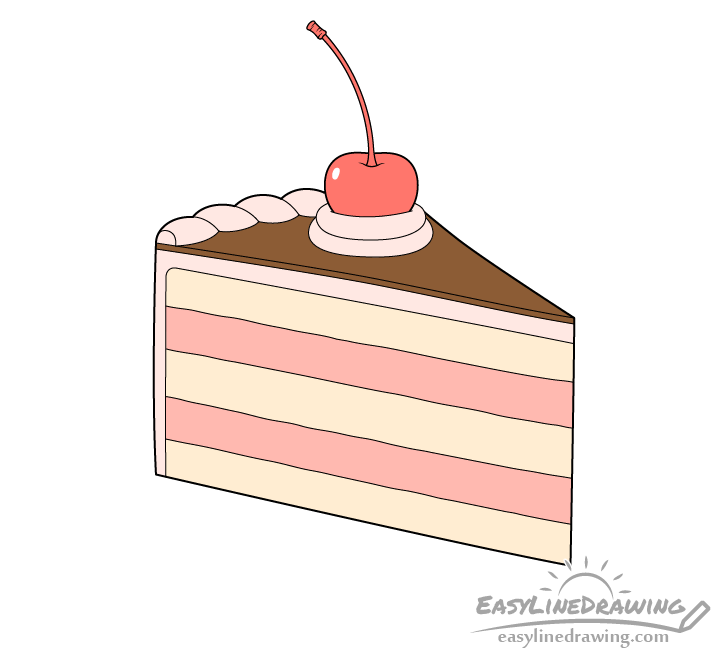 How to Draw a Cake Slice Step by Step EasyLineDrawing