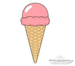 How to Draw an Ice Cream Cone Step by Step - EasyLineDrawing