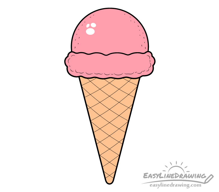 How to Draw an Ice Cream Cone Step by Step - EasyLineDrawing