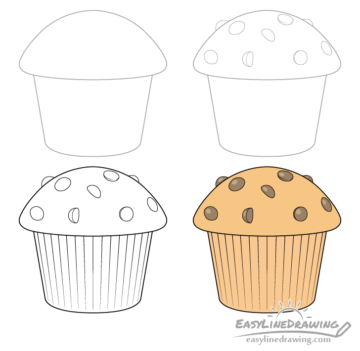 Cake topped by cherry fruit muffin sketch - royalty-free vector clipart