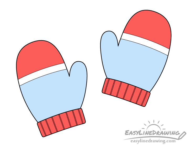 How to Draw Mittens Step by Step EasyLineDrawing