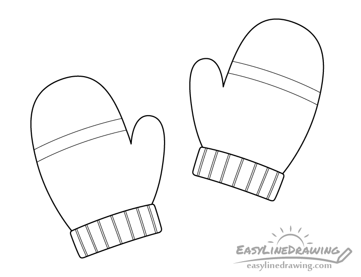 How to Draw Mittens Step by Step EasyLineDrawing