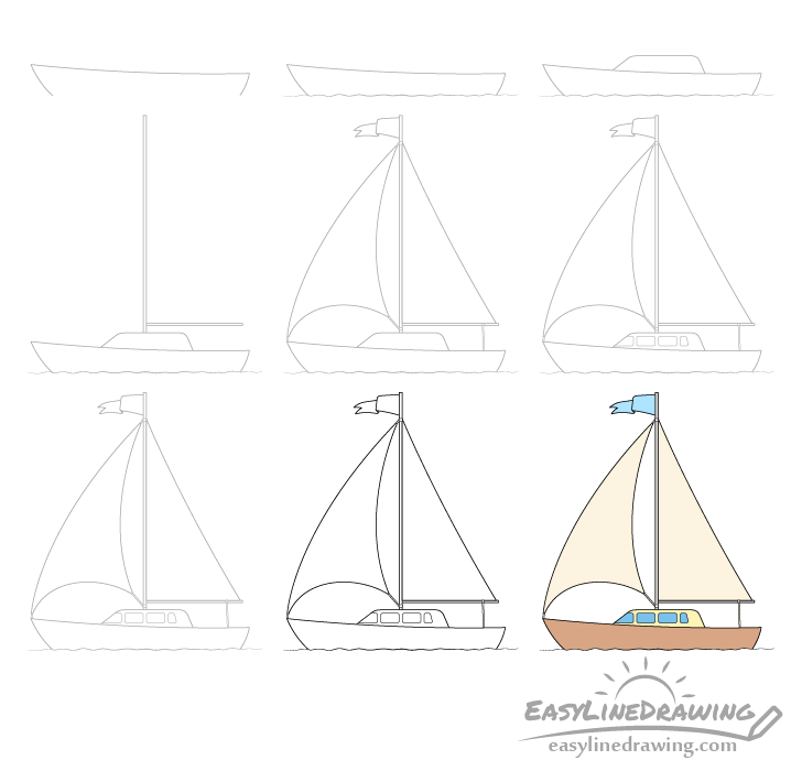 How To Draw A In Few Easy   Drawing Of Boat With Colour Transparent PNG   678x600  Free Download on NicePNG