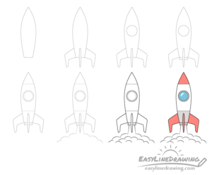 How to Draw a Rocket Step by Step - EasyLineDrawing