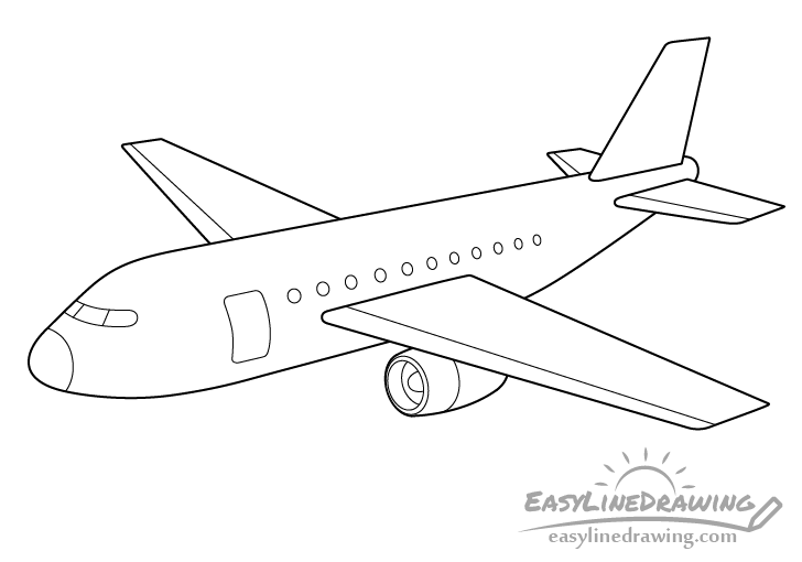 Airplane Drawing line art vector illustration for coloring book. Cartoon  Aeroplane drawing for coloring book for kids and children. Sketch art  drawing for colouring book. Fighter jet and Helicopter. 9275557 Vector Art