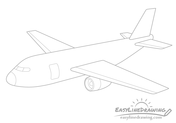Airplane wing and engine drawing
