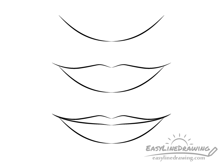 Girl lips line drawing step by step