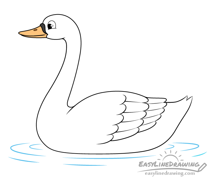 Premium Vector  White swan on a pond handdrawn realistic sketch vector  illustration