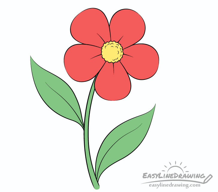 How to Draw a Flower Step by Step - EasyLineDrawing