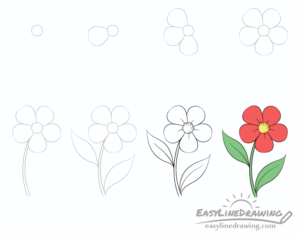 How to Draw a Flower Step by Step - EasyLineDrawing