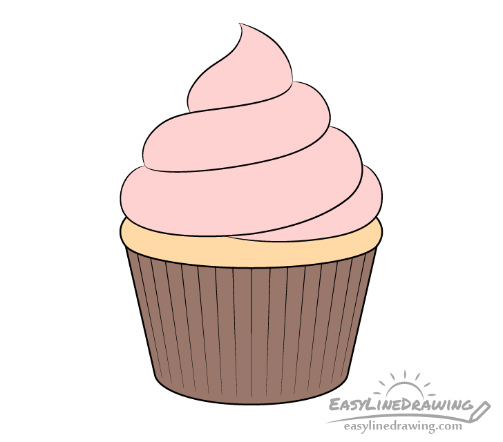 How to Draw a Cupcake Step by Step EasyLineDrawing