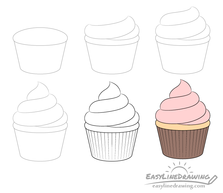 How To Draw A Cupcake Step By Step Easy