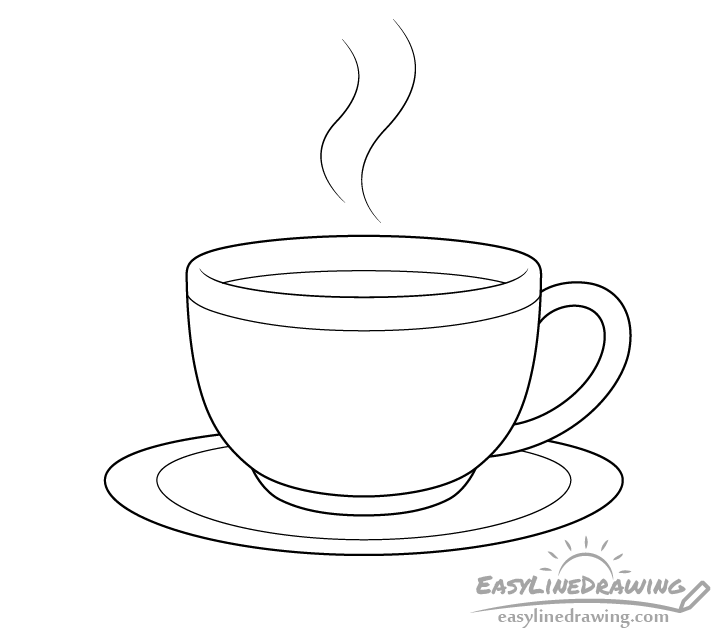 cup of coffee outline sketch. Vector illustration - Stock Illustration  [78347576] - PIXTA