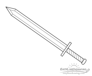 How to Draw a Sword Step by Step - EasyLineDrawing