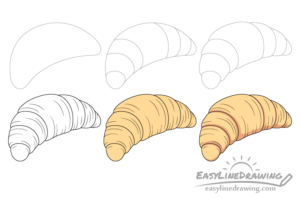 How to Draw a Croissant Step by Step - EasyLineDrawing