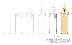 How to Draw a Candle Step by Step - EasyLineDrawing