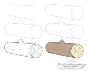 How To Draw A Log Step By Step - Easylinedrawing