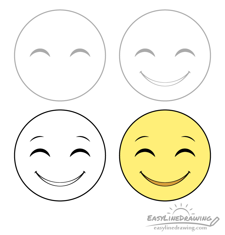 Smiling face emoji drawing step by step
