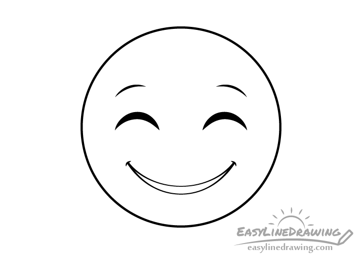 Smiling face emoji line drawing