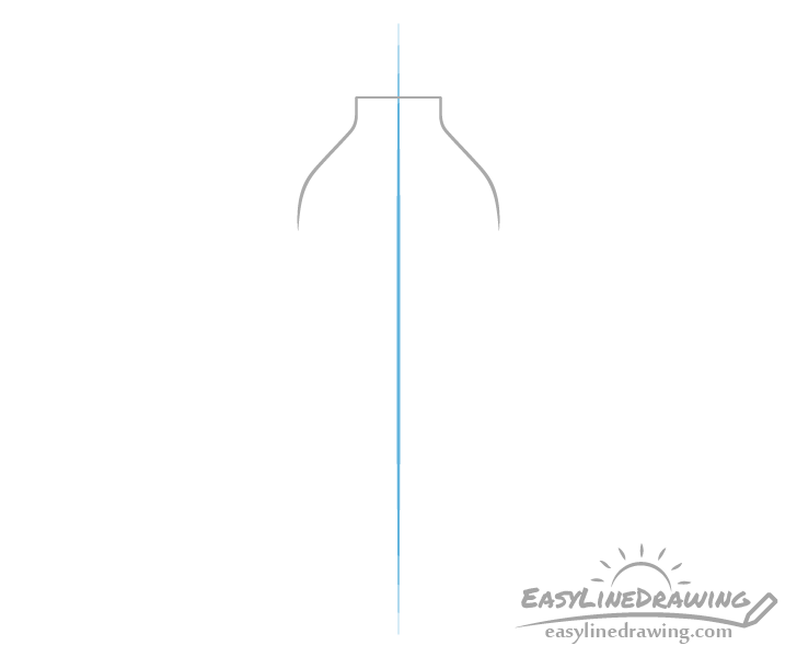 Bottle of water center line drawing