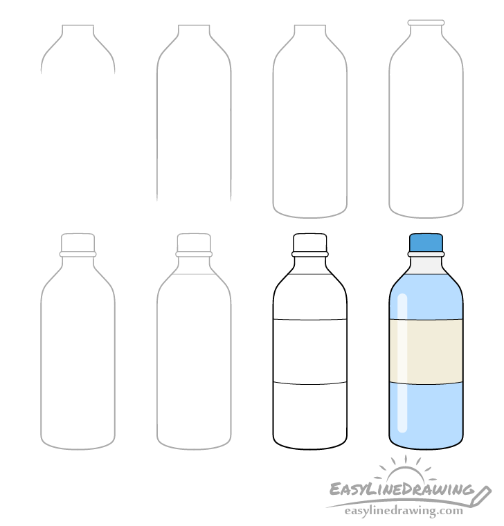 How to Draw a Bottle of Water Step by Step EasyLineDrawing