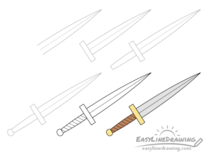 How to Draw a Dagger Step by Step - EasyLineDrawing