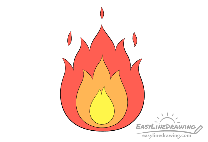 Flame fire set sketch Royalty Free Vector Image