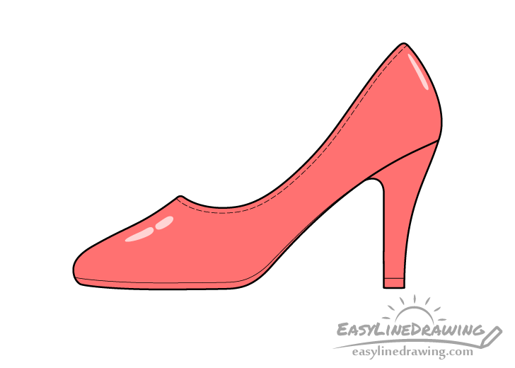 HOW TO DRAW BLACK HIGH HEELS WITH RED BOTTOMS Step by Step Drawing