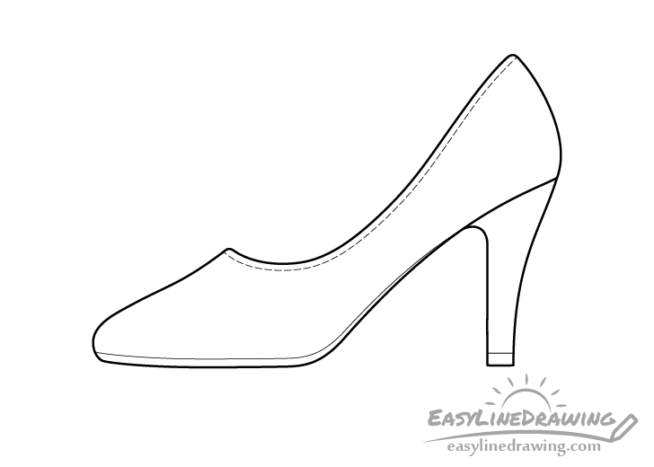 How to Draw a High Heel Shoe Step by Step - EasyLineDrawing