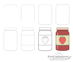 How to Draw a Jar of Jam Step by Step - EasyLineDrawing