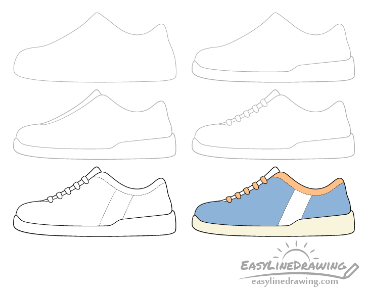 How to Draw a Shoe Step by Step - EasyLineDrawing