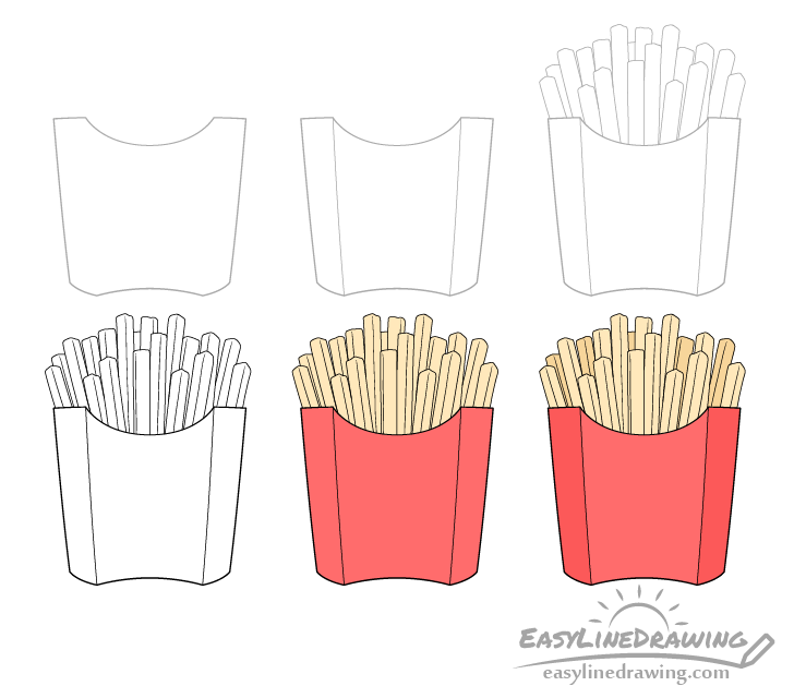 How to Draw Fries Step by Step EasyLineDrawing