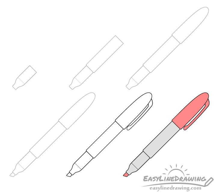 How to Draw a Marker Step by Step EasyLineDrawing