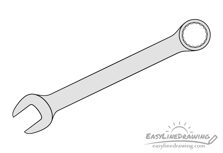 How to Draw a Wrench Step by Step EasyLineDrawing