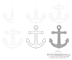 How to Draw an Anchor Step by Step - EasyLineDrawing