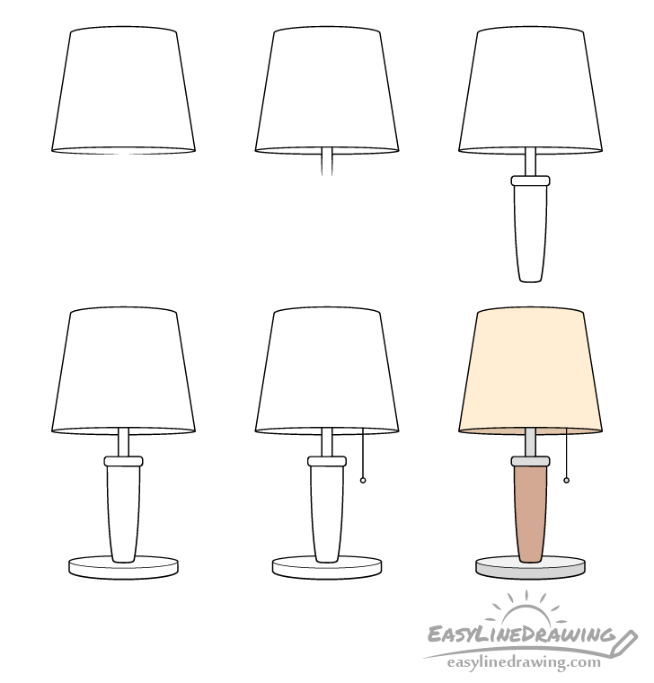 How to Draw a Lamp Step by Step - EasyLineDrawing